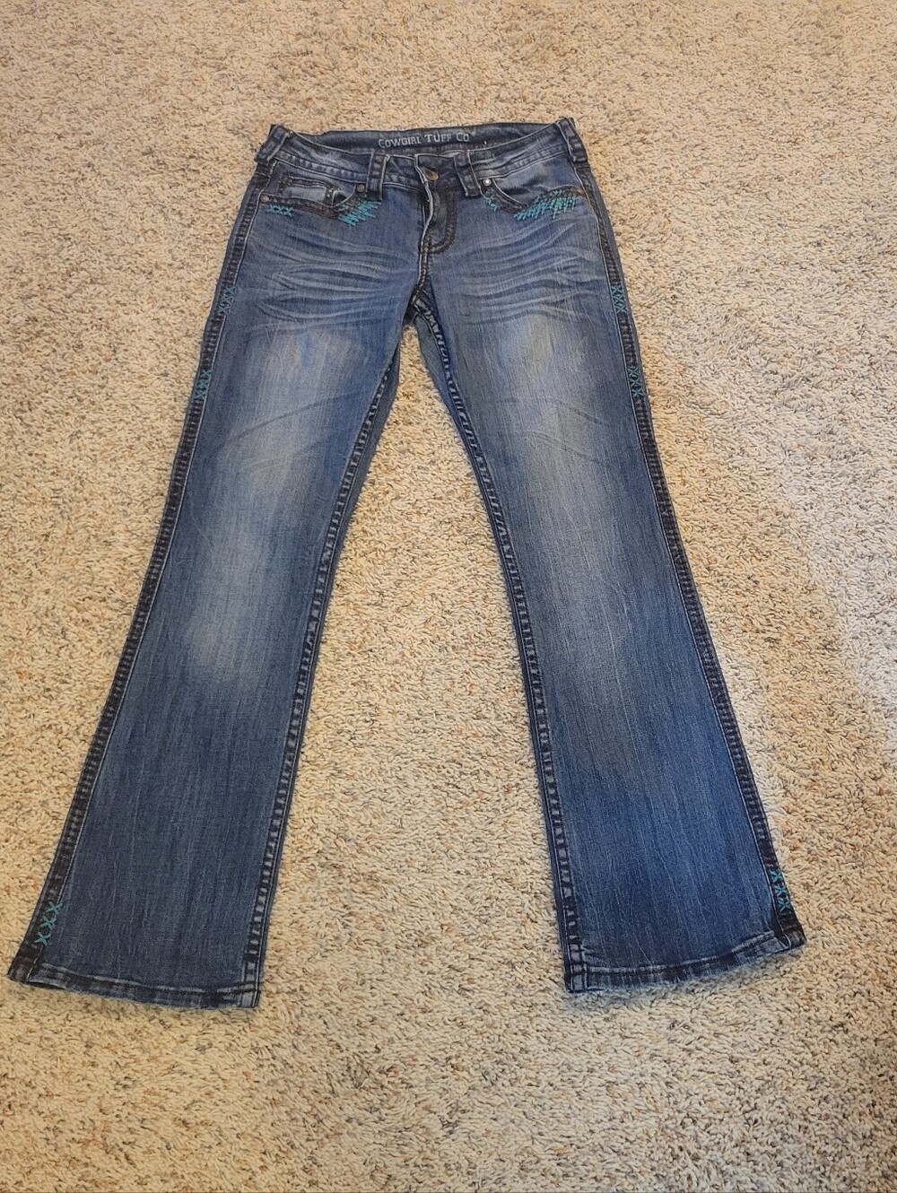Cowgirl Tuff Bootcut Jeans with Subtle Embroidery